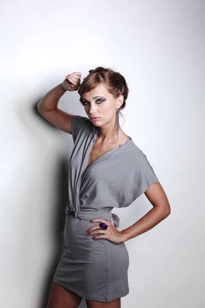 fashion portrait in studio isolated on whiteの写真素材