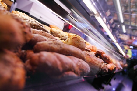 bread in row close upの写真素材