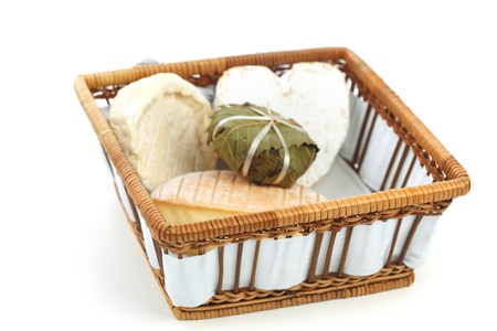 cheese in basket close upの写真素材