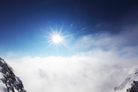 top of alps in skyの写真素材