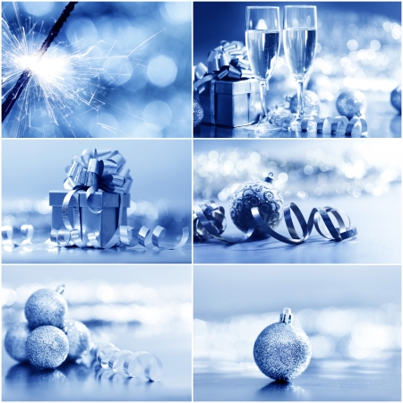 collage of silver christmas cardsの写真素材