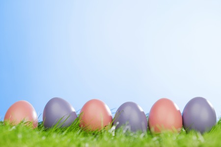Decorated easter eggs in spring grass