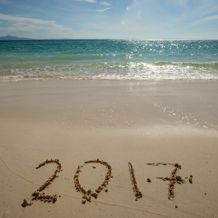 New year 2017 celebration on sea beach conceptの写真素材