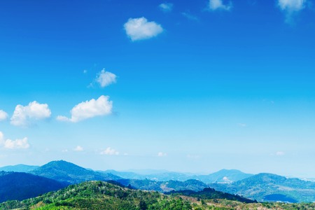 Beautiful tropical mountain landscape under clear blue skyの写真素材