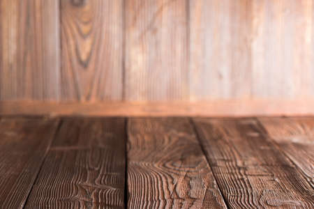 Dark wood panels corner background with copy space for textの写真素材