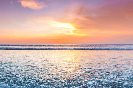 Multi colored sunset in Bali, Indonesiaの写真素材