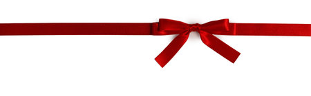 Red gift bow isolated on white backgroundの写真素材