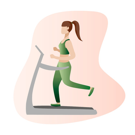 Fitness concept illustration of woman. Fitness and yoga girl icons isolated on white background. Flat design.のイラスト素材