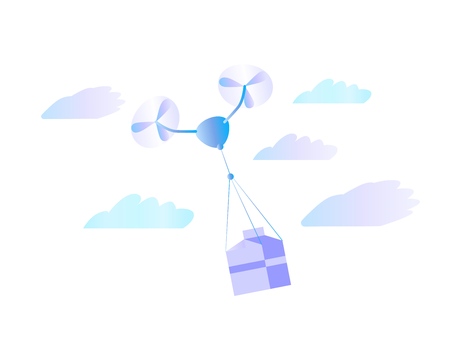 Drone fast delivery concept vector flat illustration.のイラスト素材