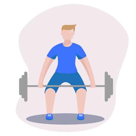 bodybuilder with barbell, deadlift vector imageのイラスト素材