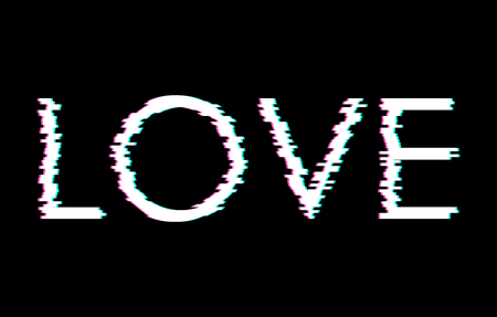 Digital glitch word Love. Vector illustration. T-shirt printのイラスト素材