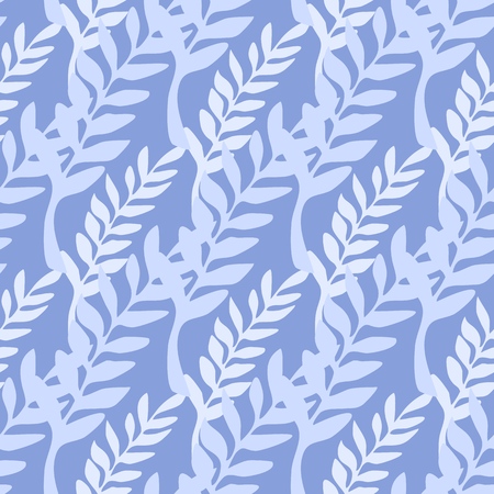 Abstract leaf branch backdrop. Blue branches seamless pattern.のイラスト素材