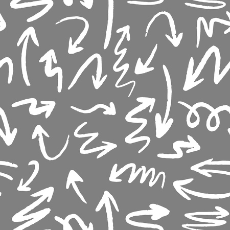 Modern geometric arrow pattern. Vector arrows pattern background hand draw on grey backdropのイラスト素材