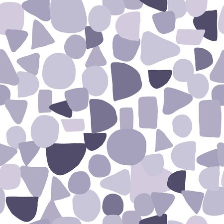 Abstract monochrome creative shapes seamless pattern. Simple design texture with chaotic painted shapes.のイラスト素材