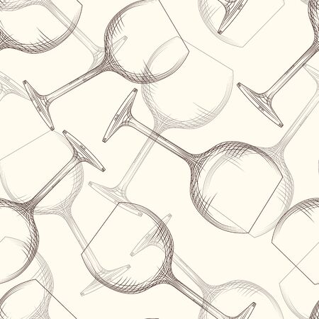 Wine glass seamless pattern. Alcoholic beverage glasses design.のイラスト素材
