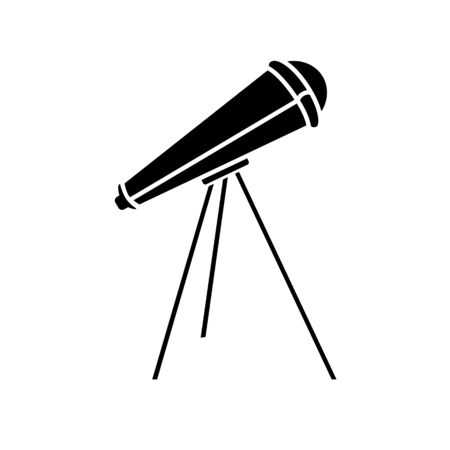 Glyph telescope icon. Element of education, spyglass and study stars.のイラスト素材