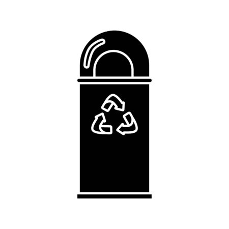 Trash glyph icon. Arrows recycle eco symbol. Simple vector design illustration isolatedのイラスト素材