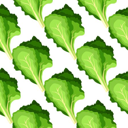Fresh green salad plant seamless pattern. Nature organic vegetable leaves background.のイラスト素材