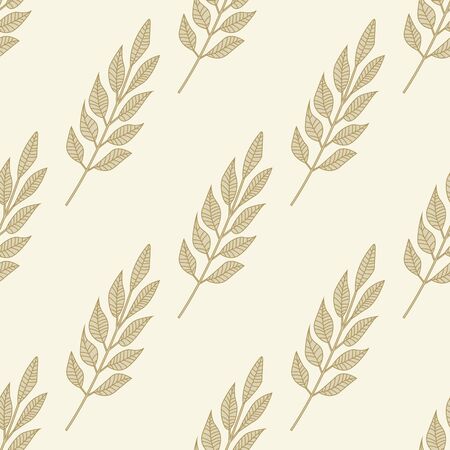 Geometric branches leaf seamless pattern. Hand drawn vintage leaves wallpaper. Design for printing, textile, fabric, fashion, interior, wrapping paper concept. Vector illustrationのイラスト素材