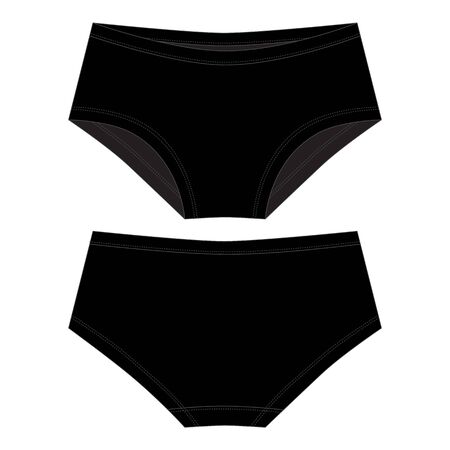 Technical sketch girls knickers in black color. Lady lingerie.のイラスト素材
