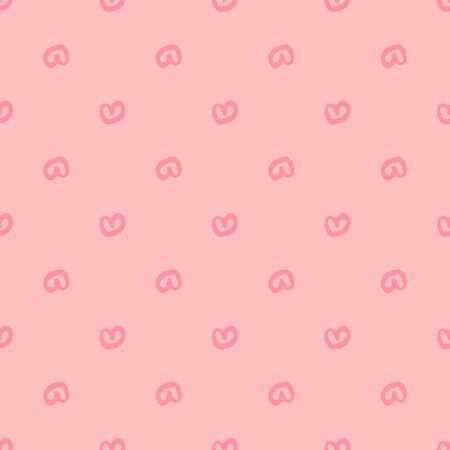Simple geometric hearts seamless pattern on pink background. Valentines Day backdrop. Design for fabric, textile print, wrapping paper. Vector illustrationのイラスト素材