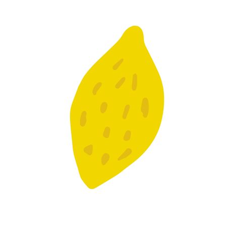 Hand drawn yellow lemon isolated on white background. Fresh organic citrus in doodle style. Summer fruit vector illustrationのイラスト素材