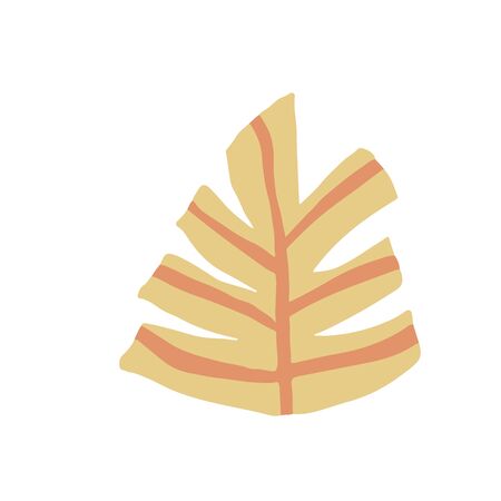 Leaves in doodle style. Yellow leaf isolated on white background. Simple vector illustrationのイラスト素材