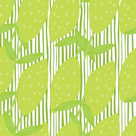 Trendy lemon with leaves seamless pattern on white background. Hand drawn citrus fruits. Design for fabric, textile print, wrapping paper, kitchen textiles. Modern design. Vector illustrationのイラスト素材
