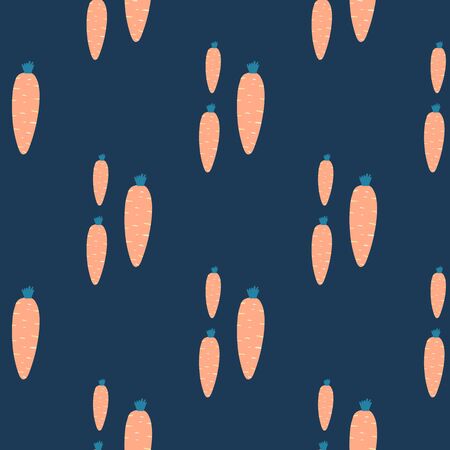 Hand drawn carrot seamless pattern. Doodle carrots backdrop. Botanical wallpaper. Design for fabric, textile print, wrapping paper, kitchen textiles. Vector illustrationのイラスト素材