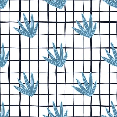 Cactus seamless pattern in doodle style. Simple botanical exotic background. Cacti wallpaper. Design for fabric, textile print, wrapping paper, kitchen textiles. Creative vector illustrationのイラスト素材