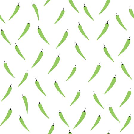 Chilli seamless pattern in doodle style. Hot chile peppers wallpaper. Creative vegetarian healthy food texture. Design for fabric, textile print, wrapping paper, kitchen textiles. Vector illustrationのイラスト素材