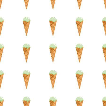 Retro ice cream in waffle cones seamless pattern in flat style isolated on white background. Vector illustrationのイラスト素材