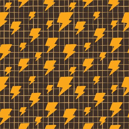 Thunder seamless pattern on stripes background. Vector illustrationのイラスト素材
