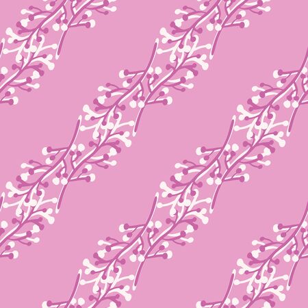 Abstract branches seamless pattern on pink background. Vintage rustic with twig pattern. Design for fabric, textile print, wrapping paper, cover. Modern vector illustration.のイラスト素材