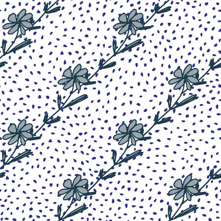 Abstract flowers seamless pattern on dots background. Vintage floral wallpaper. Design for fabric, textile print, wrapping, kitchen textile. Simple vector illustrationのイラスト素材