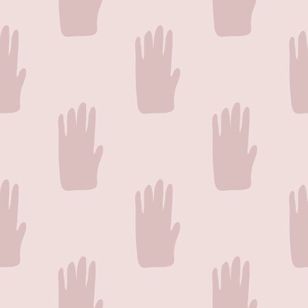 Hand shapes seamless pattern in simple style. Silhouette of a human hand geometric wallpaper. Design for fabric, textile print, wrapping paper, cover. Vector illustrationのイラスト素材