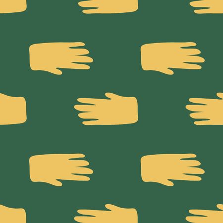 Abstract hand shapes seamless pattern in doodle style. Silhouette of a human hand endless wallpaper. Design for fabric, textile print, wrapping paper, cover. Vector illustrationのイラスト素材