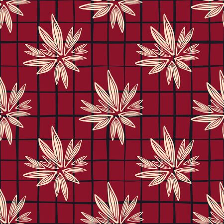 Vintage bud seamless pattern on red background. Retro floral wallpaper. Vector illustration. Decorative backdrop for fabric design, textile print, wrapping, cover.のイラスト素材