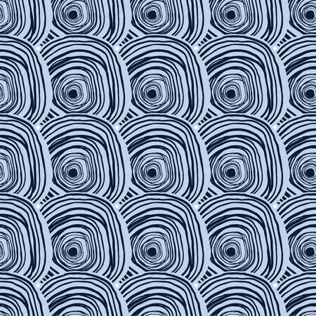 Creative spirals seamless pattern. Geometric hand drawn curved lines wallpaper. Sketch circle background. Decorative backdrop for fabric design, textile print, wrapping. Vector illustrationのイラスト素材