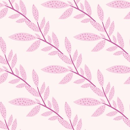 Cute seamless pattern with winter forest foliage branches. Abstract botanical background. Twigs and leaves wallpaper. Decorative backdrop for fabric, textile print, wrapping paper. Vector illustrationのイラスト素材