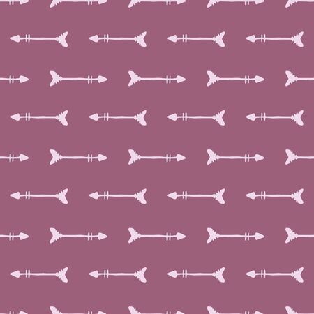 Hand drawn tribal endless wallpaper in doodle style. Geometric arrows seamless pattern. Decorative backdrop for fabric design, textile print, wrapping. Vector illustrationのイラスト素材