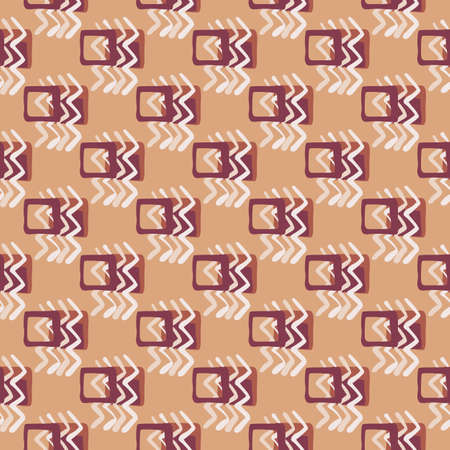 Abstract pattern with small geometric elements in burgundy and beige colors. Vector illustration. Print for kids clothes, wrapping paper, wallpaper, textile.のイラスト素材