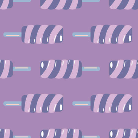 Twister spiral ice cream seamless pattern in purple and lilac tones. Simple creative design. Designed for wallpaper, textile, wrapping paper, fabric print. Vector illustration.のイラスト素材
