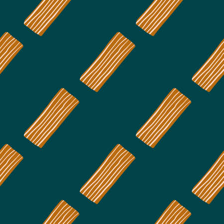 Childish seamless pattern with orange-lined rectangles. Dark green background. Vector Illustration. Designed for wrapping paper, textile, kids clothes, wallpaper.のイラスト素材