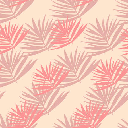 Bush leafs seamless doodle pattern. Light pastel background with pink and lilac hand drawn foliage.