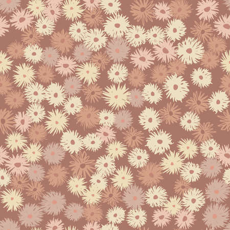 Pastel maroon palette seamless chrysanthemum pattern. Stylized botanic print. Great for wrapping paper, textile, fabric print and wallpaper. Vector illustration.のイラスト素材