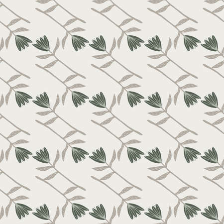 Hand drawn little flowers silhouettes seamless pattern. Gray palette botanic artwork. Simple backdrop. Great for wrapping paper, textile, fabric print and wallpaper. Vector illustration.のイラスト素材