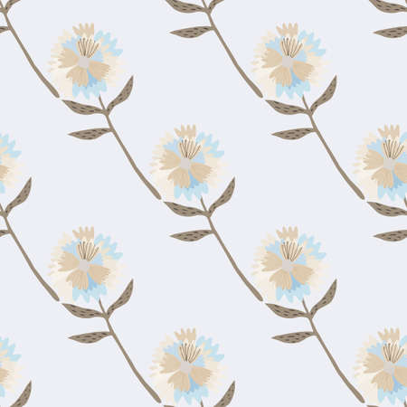 Simple botanic pattern with dandelion pastel multicolor ornament. Light bakground. Stylized print. Great backdrop for wallpaper, textile, wrapping paper, fabric print. Vector illustration.のイラスト素材