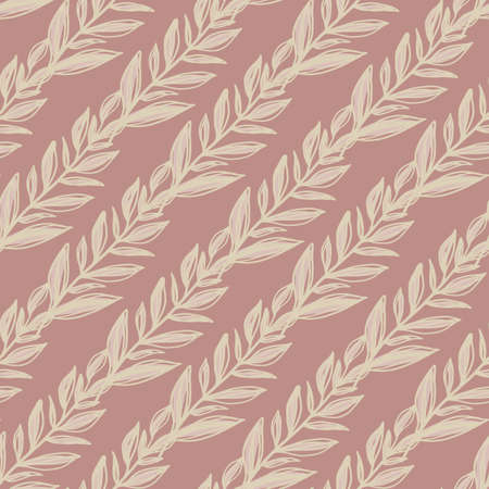 Fall seamless doodle pattern with autumn branches. Leaves ornament in light tone on soft brown background. Creative print for wallpaper, textile, wrapping paper, fabric print. illustration.のイラスト素材