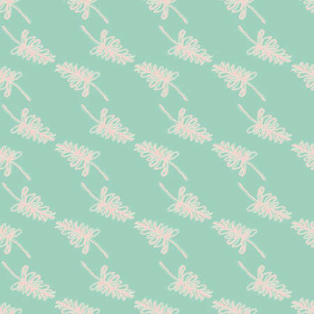 Pink contoured branches elements seamless pattern. Stylized simple artwotk with soft blue background. Great for wallpaper, textile, wrapping paper, fabric print. Vector illustration.のイラスト素材